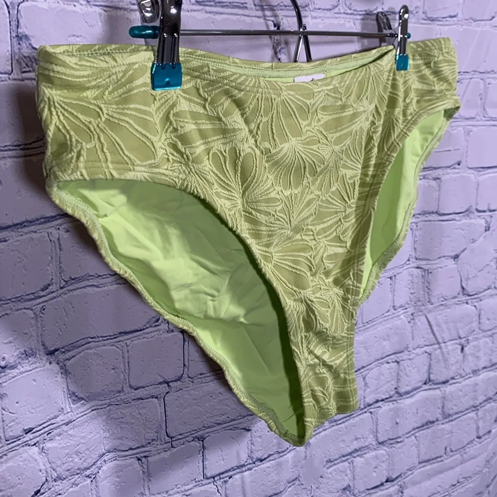 Andie Swim Womens Bikini Bottom Textured Floral Green Beach Hippie Size XL NWT